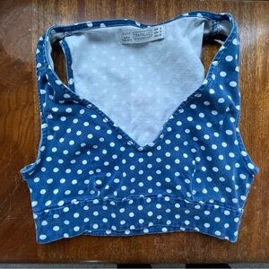 Zara Blue Polka Dot Cropped Tank, size small